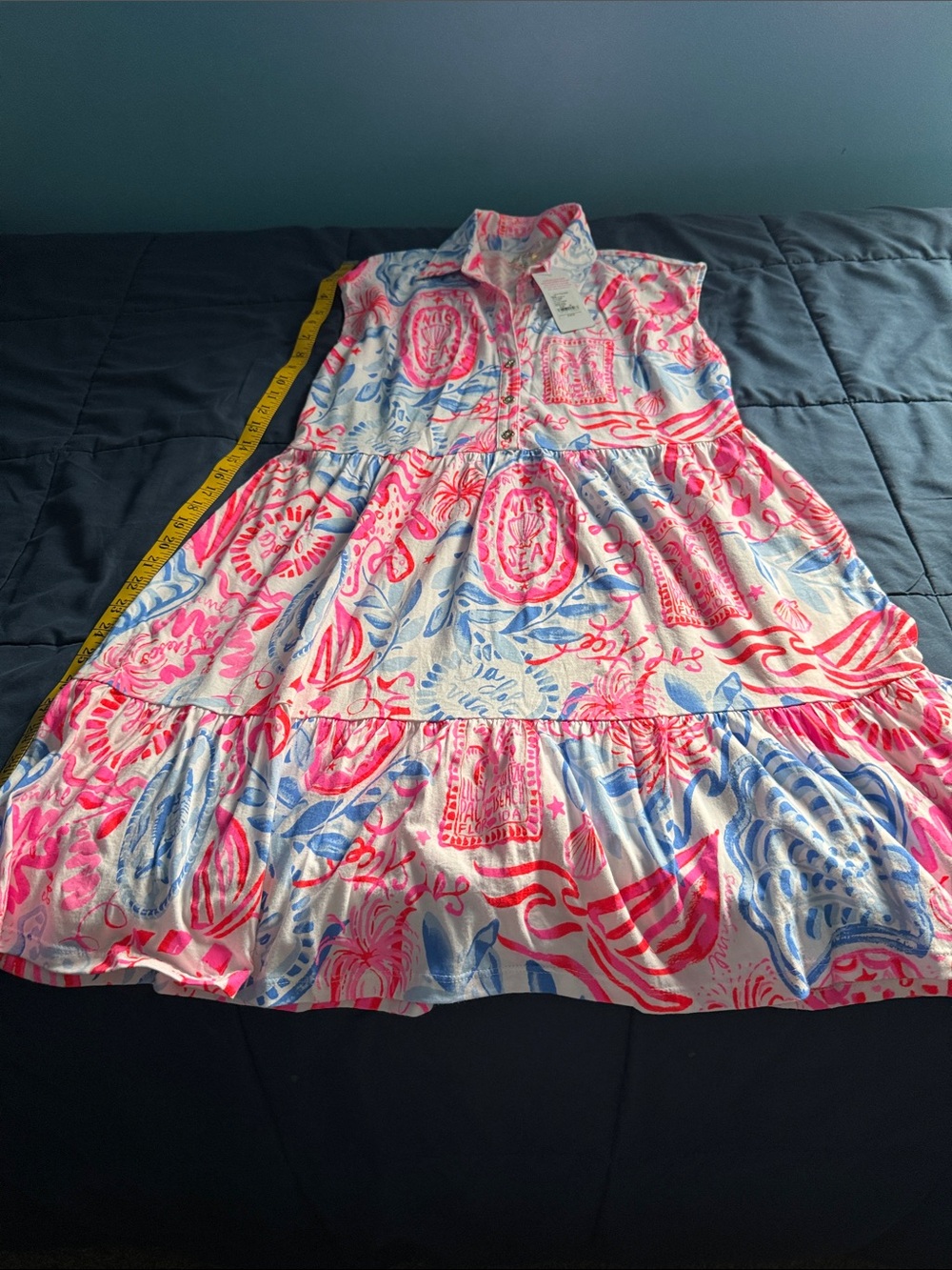 Lilly Pulitzer Pink & Blue Printed Tiered Sundress